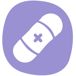 A plaster with a cross in the middle of it, representing physical problems